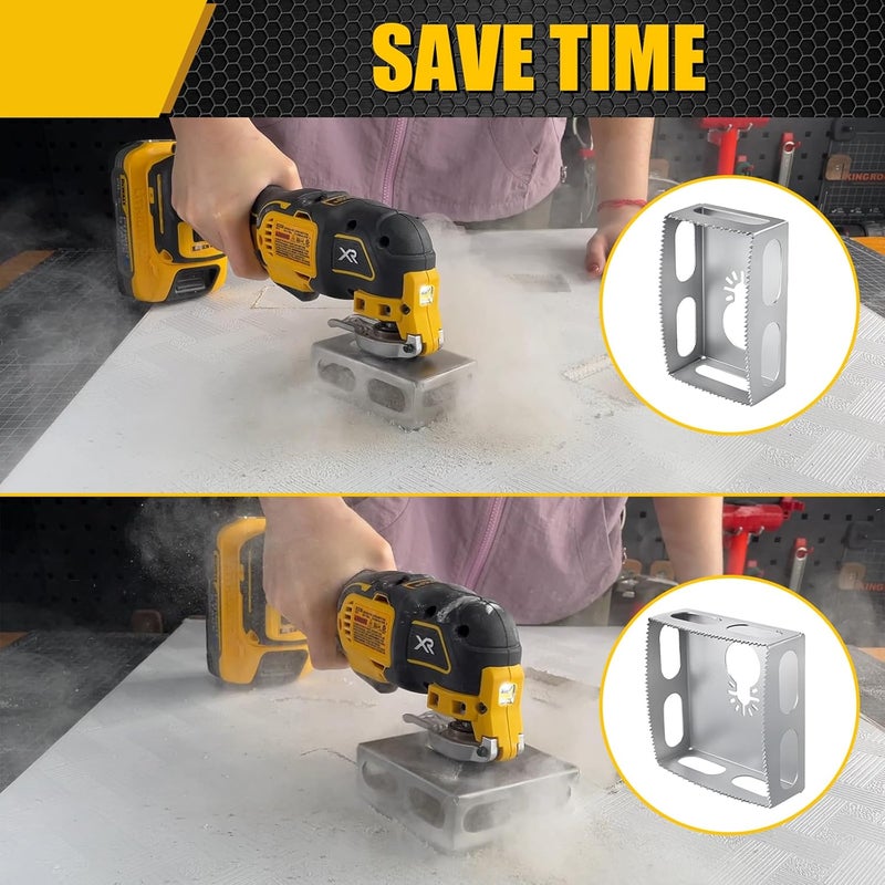 BPOPO 2 Pcs Square Slot Cutter Compatible for Dewalt 20V & Milwukee M18 Oscillating Multi-Tool to Cut-in Single Gang Wall Boxes,Outlet Cutter for Drywall,Efficient Carving Tool,Rectangle + Square - Image 3